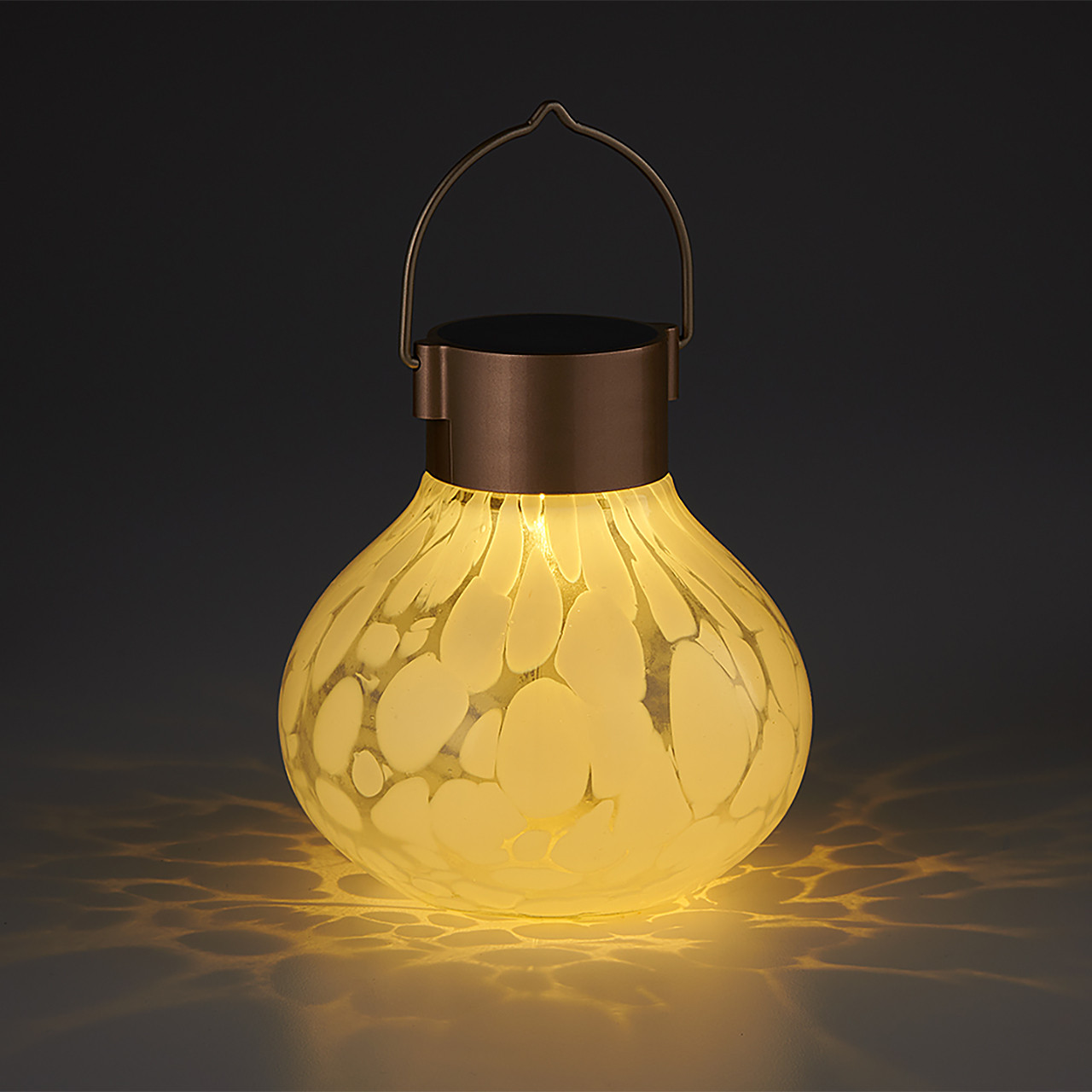 White Glass Solar Tea Lantern