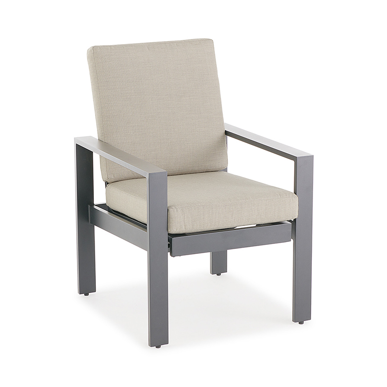 Soho Slate Grey Aluminum and Oyster Cushion Concealed Spring Dining Chair