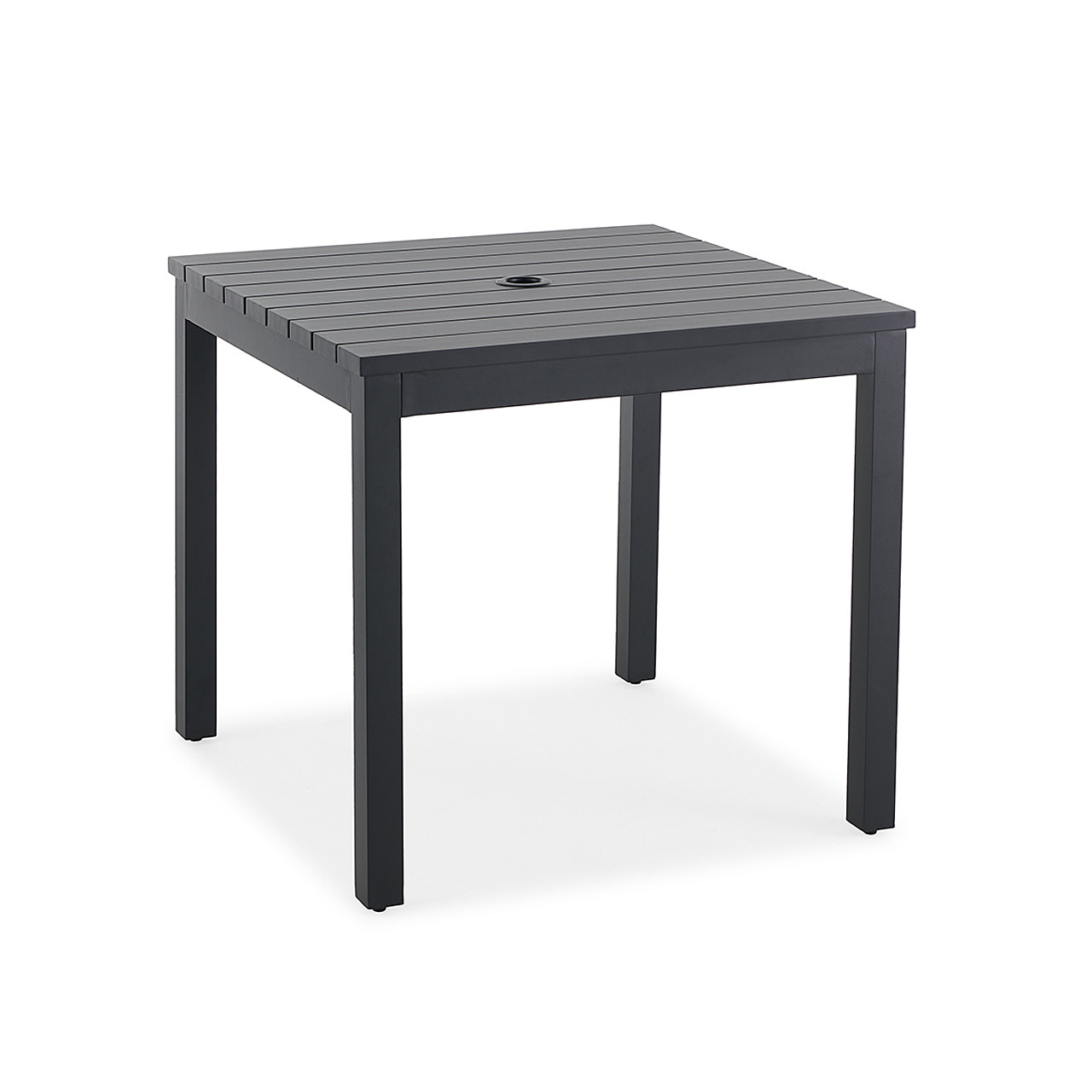 Soho Midnight Aluminum and Oyster Cushion 3 Pc. Bistro Set with 32 in. Sq. Slat Top Table