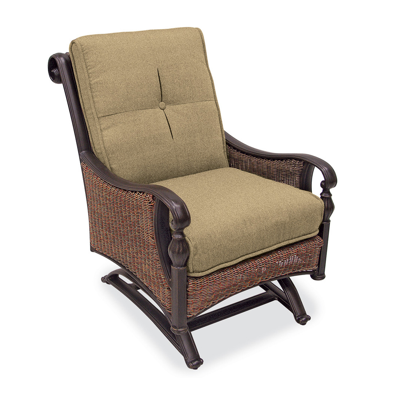 Barcelona Black Gold Aluminum and Outdoor Wicker with Pampas Linen Cushion 4 Pc. Sofa Group with 42 x 24 in. Coffee Table