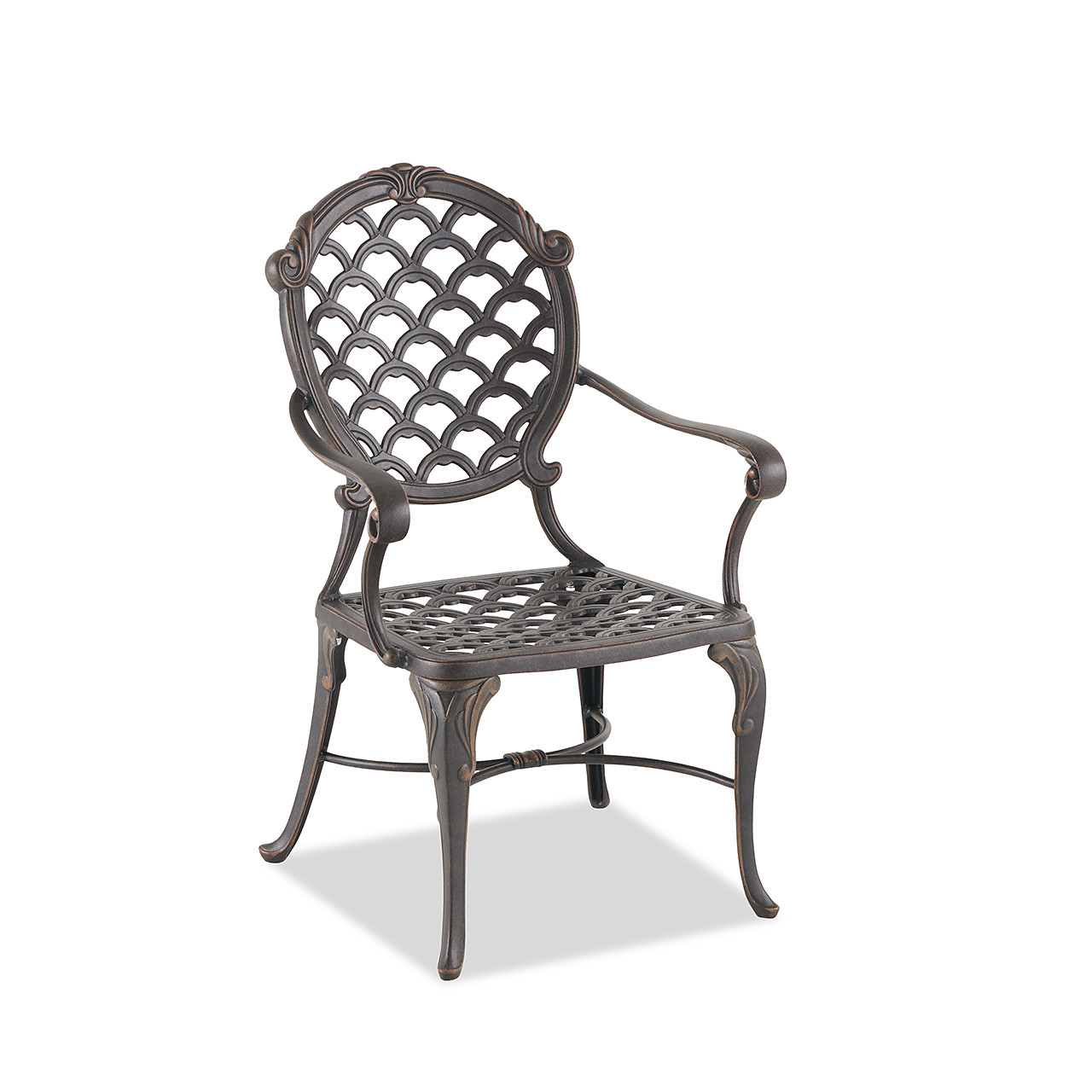 Bordeaux Golden Bronze Cast Aluminum 9 Pc. Dining Set with 72 in. D Table with Inlaid Lazy Susan