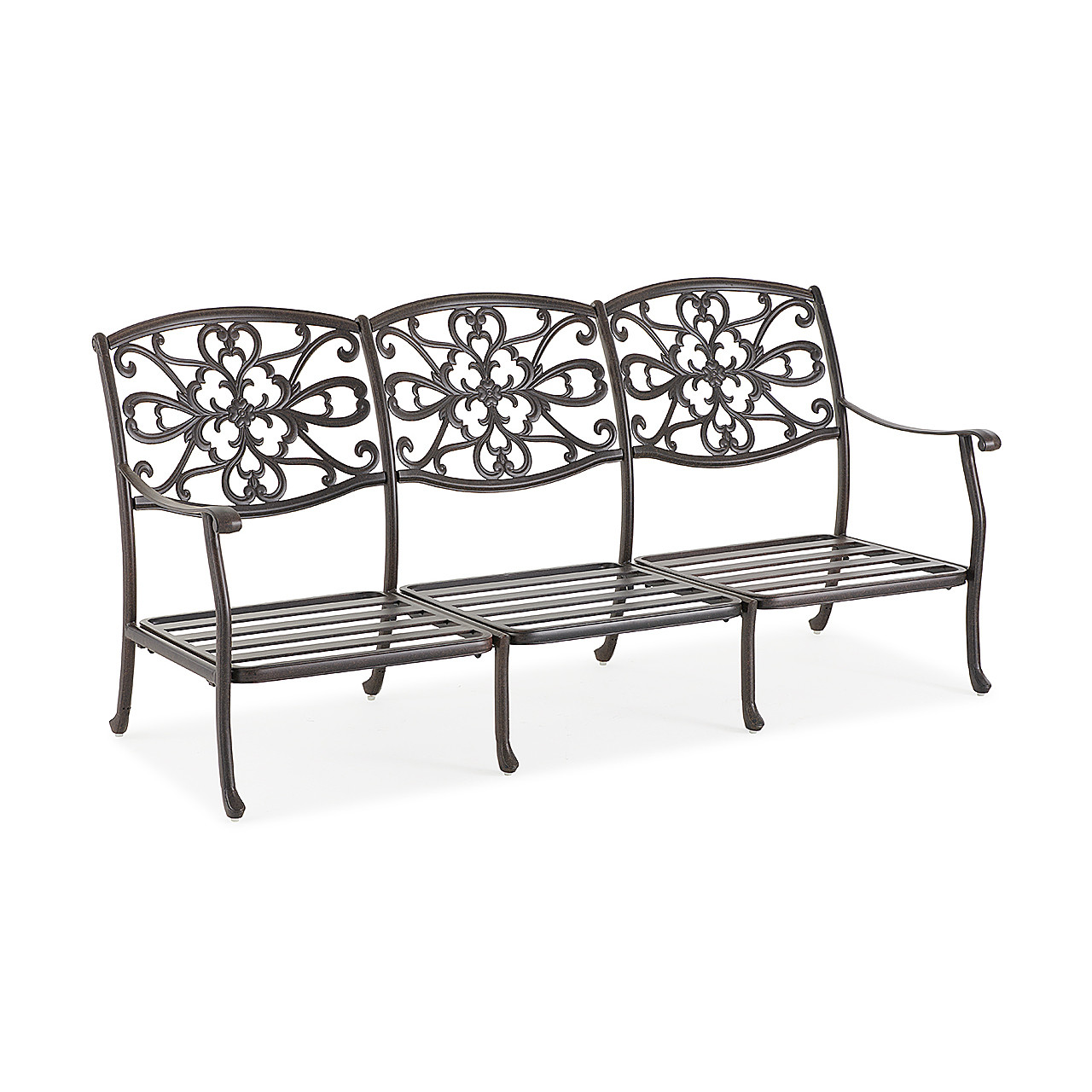 Carlisle Aged Bronze Cast Aluminum and Spectrum Caribou Cushion 3 pc. Sofa Group with 45 x 24 in. Coffee Table