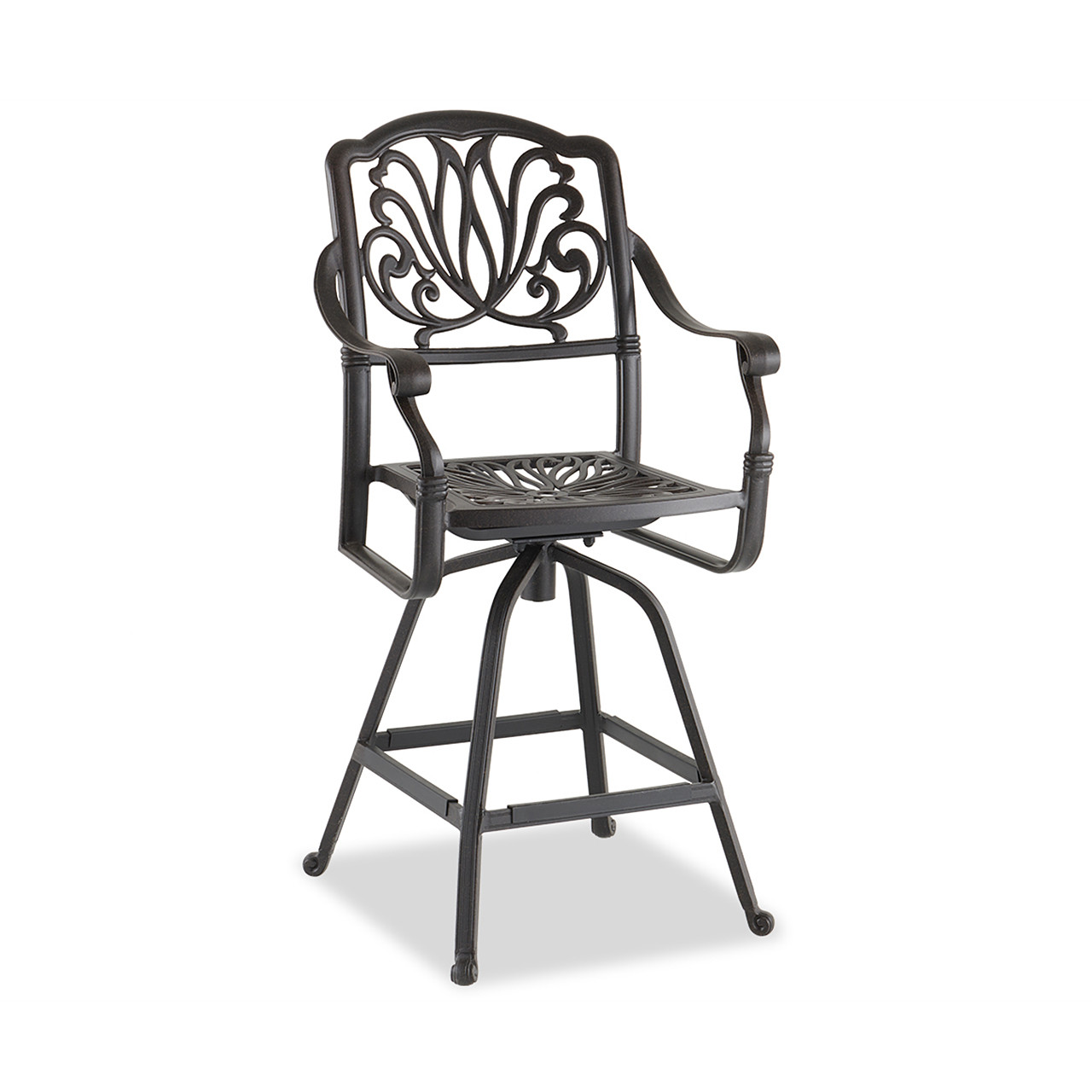 Cadiz Aged Bronze Cast Aluminum and Spectrum Indigo Cushion 5 Pc. Bar Set with 48 in. D Table