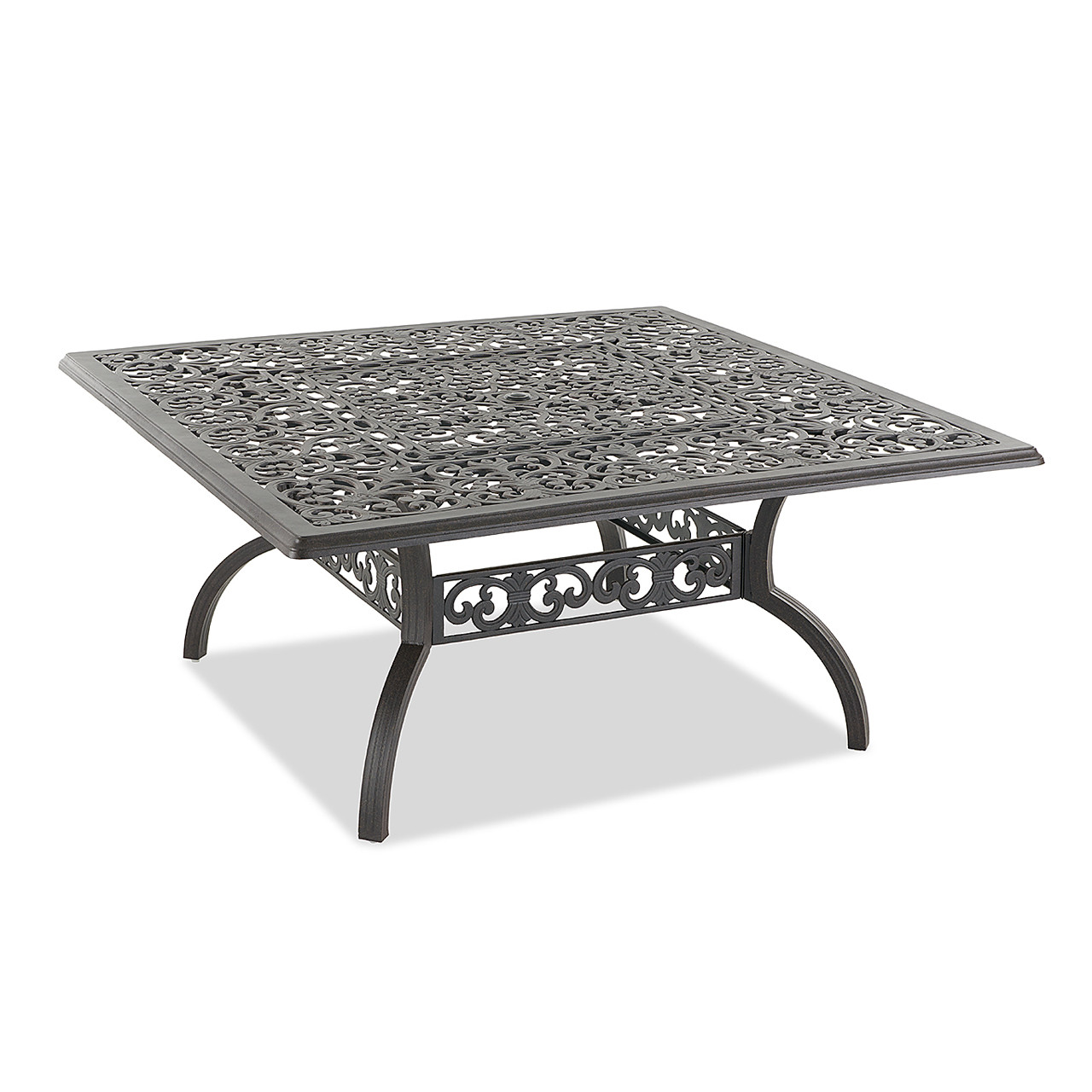 Milan Aged Bronze Cast Aluminum and Flagship Ruby Cushion 9 Pc. Dining Set with 64 in. Sq. Table