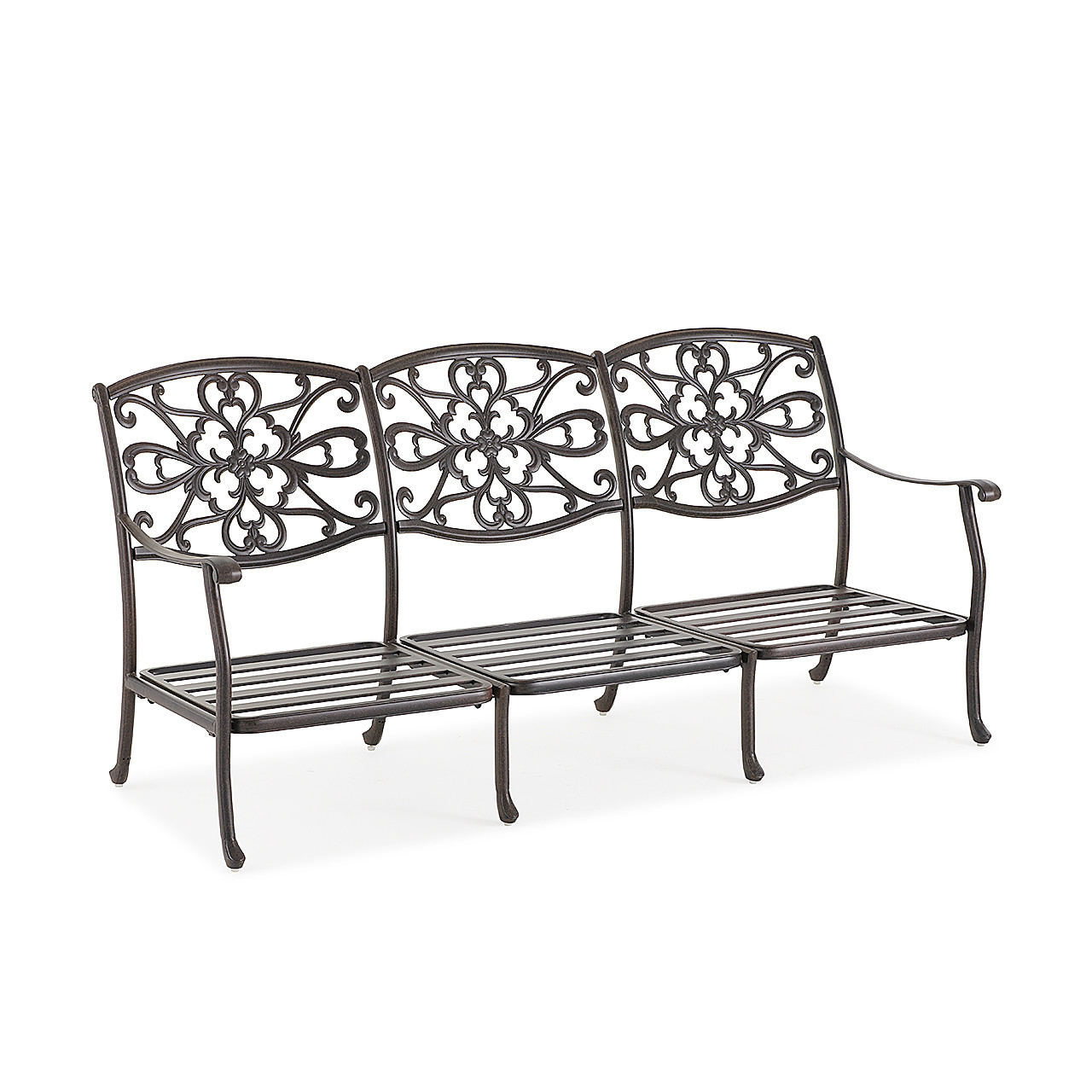 Carlisle Aged Bronze Cast Aluminum and Clayton Zen Cushion 3 pc. Sofa Group with 45 x 24 in. Coffee Table