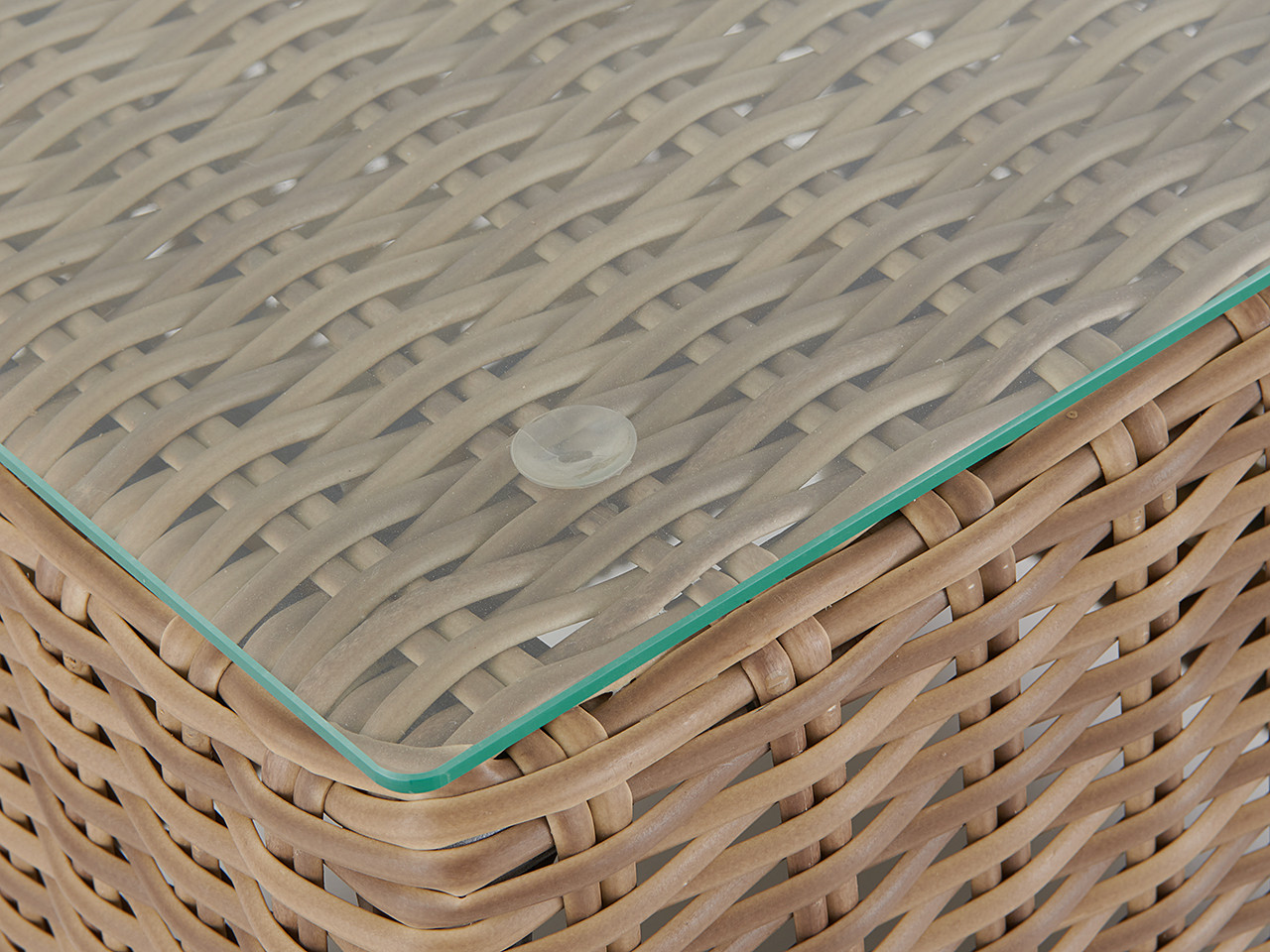 Valencia Driftwood Outdoor Wicker 24 in. Sq. Glass Top End Table
