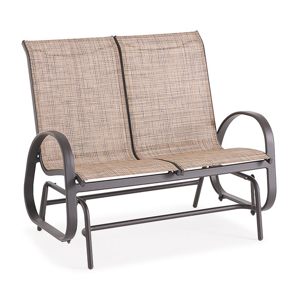 Cape Coral Java Aluminum and Desert Wicker Sling Loveseat Glider