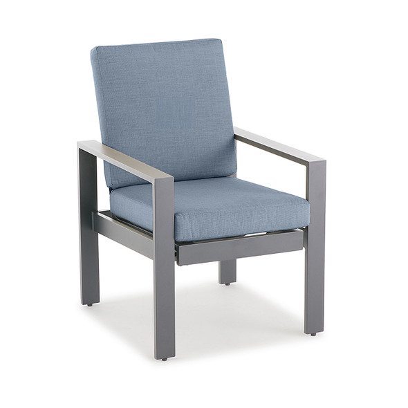 Soho Slate Grey Aluminum and Harbor Cushion Concealed Spring Dining Chair