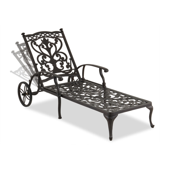 Milan Aged Bronze Cast Aluminum and Spectrum Mist Cushion 2 Pc. Chaise Lounge Set