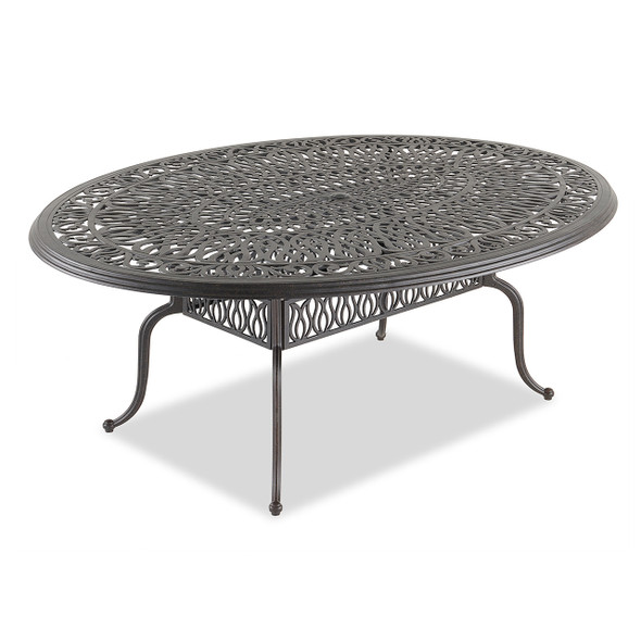 Cadiz Aged Bronze Cast Aluminum and Flagship Ruby Cushion 9 Pc. Dining Set with 78 x 59 in. Table