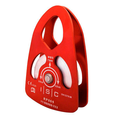 ISC XLarge Single Sheave Aluminum Prussik Pulley. Works with up to 3/4in. Rope