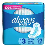 Procter & Gamble - Always Maxi - 03700098727 - Pad, W/Flexi - Wingsjumbo Sz3 - Package/33