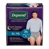 Kimberly Clark - Wypall - 55158 - Depend Night Defense, Overnight Underwear, Grey, Male, Extra Large - Replaces 6951126 - Package/12