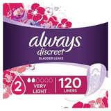 Procter & Gamble - 3077211689 - Always Discreet Incontinence Panty Liners, Very Light, 120 Ct - Replaces Gco80335387.Always Liners For Women With Bladder Leaks, Size 2, Ct. - Package/1