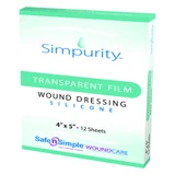 Safe N Simple - Sns57224 - Simpurity Silicone Transparent Dressing, 4" X 6" - Box/12
