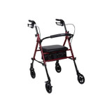Mckesson - 146-Rtl10261Rd - 4 Wheel Rollator Red Adjustable Height / Folding Aluminum Frame - Each
