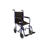 Mckesson - 146-Atc19-Bl - Lightweight Transport Chair Aluminum Frame With Blue Finish 300 Lbs Weight Capacity Fixed Height / Padded Arm Black Upholstery - Each