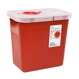 Cardinal Health - 8990Sa - Multi - Purpose Red Container, 2 Gal, Clear, Hinged Lid, 10"H X 7¼"D 10;"W