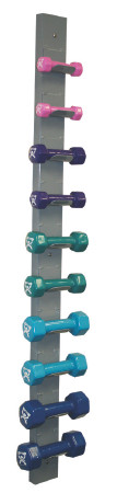 Fabrication Enterprises - Cando - 10-0564 - Vinyl Coated Dumbbell - Piece Set With Wall Rack - 1, 2, 3, 4, 5