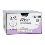 Johnson & - Coated Vicryl - J345H - Systems - Absorbable Suture With Needle Polyglactin 910 Ct - 1 1/2 Circle Taper Point Size 2 - 0 Braided