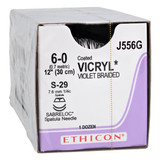 Johnson & - Coated Vicryl - J556G - Systems - Absorbable Suture With Needle Polyglactin 910 S - 29 1/4 Circle Conventional Cutting Spatula Size 6 - 0 Braided