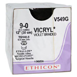 Johnson & - Coated Vicryl - V5495G - Systems - Absorbable Suture With Needle Polyglactin 910 Tg140 - 8 3/8 Circle Spatula Size 9 - 0 Braided