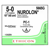 Johnson & - Nurolon - 5665G - Systems Nonabsorbable Suture With Needle Nylon Pc - 1 3/8 Circle Precision Conventional Cutting Size 5 - 0 Braided