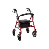 Mckesson - 146-10257Rd-1 - 4 Wheel Rollator Red Adjustable Height / Folding Steel Frame