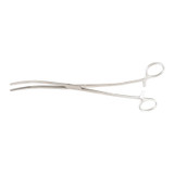 Mckesson - 43-2-374 - Dressing Forceps Bozeman 10 - 1/2 Inch Length Office Grade Stainless Steel Nonsterile Ratchet Lock Finger Ring Handle Double Curved Serrated Tips