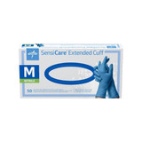 Medline - Sensicare Extended Cuff - Mds1285 - Exam Glove Medium Nonsterile Nitrile Length Fully Textured Blue Chemo Tested