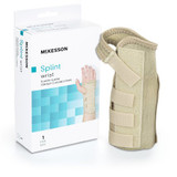 Mckesson - 155-79-87077 - Wrist Brace Low Profile / Contoured Wraparound Aluminum Cotton Elastic Right Hand Beige Large