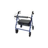 Mckesson - 146-10216Bl-1 - Bariatric 4 Wheel Rollator Blue Adjustable Height / Heavy Duty Folding Steel Frame