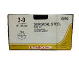 Johnson & - J Healthcare Systems - 607G - Suture, Steel Mono 3 - 0 18" Fs - 2 - Box/12