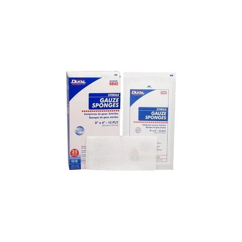 Dukal - 6842 - Gauze Sponge 4 X 8 Inch 2 Per Pack Sterile 12 - Ply Rectangle - Case/500