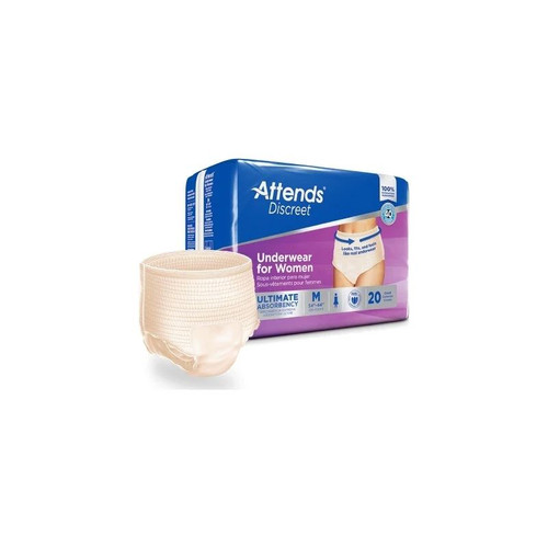 Attends Healthcare - Discreet - Aduf20 - Female Adult Absorbent Underwear Pull On With Tear Away Seams Medium Disposable Heavy Absorbency - Case/80