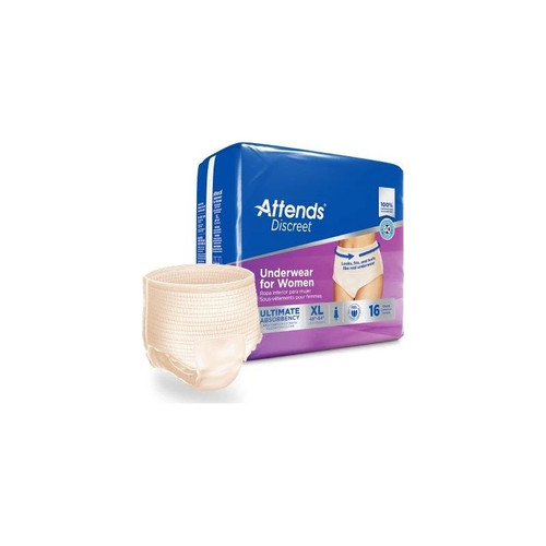Attends Healthcare - Discreet - Aduf40 - Female Adult Absorbent Underwear Pull On With Tear Away Seams X - Large Disposable Heavy Absorbency - Case/64