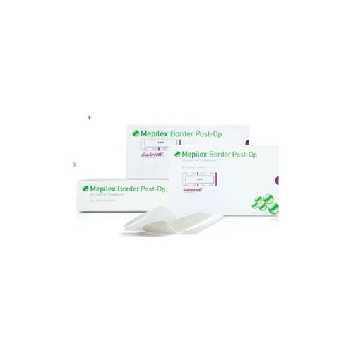Molnlycke Health Care - Mepilex Ag - 498450 - Border Post Op Silver Foam Dressing 4 X 10 Inch Rectangle Sterile - Case/35