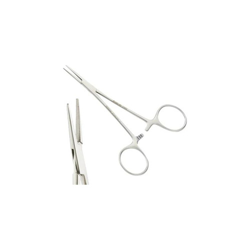 Cooper Surgical - Euro-Med - 61903 - Mosquito Forceps Halsted 5 Inch Length Grade Stainless Steel Nonsterile Ratchet Lock Finger Ring Handle Curved Narrow Serrated Jaws - Each