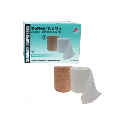 Andover - Coflex - 8840Ubz-Sc - Coated Products - Tlc Zinc With Indicators 2 Layer Compression Bandage System 4 Inch X 6 Yard / 7 Self - Adherent Pull On Closure Tan Nonsterile 35 To 40 Mmhg - Box/2