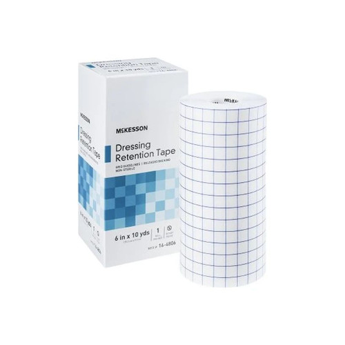 Mckesson - 16-4806 - Water Resistant Dressing Retention Tape With Liner White 6 Inch X 10 Yard Nonwoven / Printed Release Paper Nonsterile - Box/1