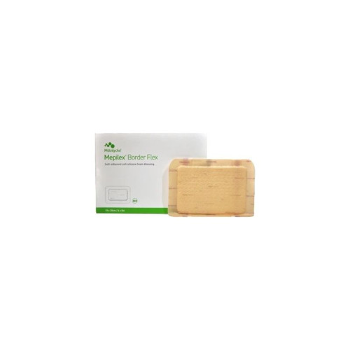 Molnlycke Health Care - Mepilex Ag - 595600 - Border Flex Foam Dressing 6 X 8 Inch With Film Backing Silicone Adhesive Rectangle Sterile - Case/50