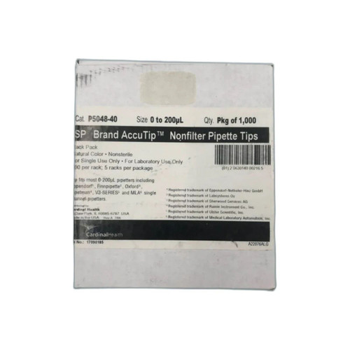 Cardinal Health - Accutip - P5049-33 - Extended Length Pipette Tip 1 To 200 L Graduated Sterile - Case/3