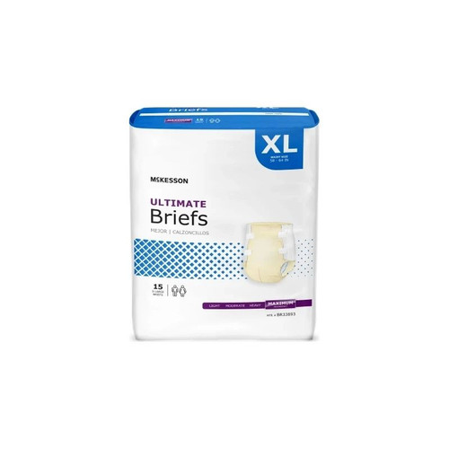 Mckesson - Br33893 - Unisex Adult Incontinence Brief X - Large Disposable Heavy Absorbency - Bag/15