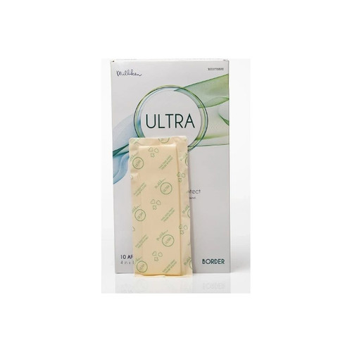 Milliken - Ultra Border - 3000116880 - Foam Dressing 4 X 10 Inch With Film Backing Silicone Adhesive Square Sterile - Case/100
