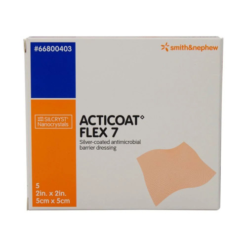 Smith & Nephew - Acticoat Flex 7 - 66800407 - Silver Barrier Dressing 8 X 16 Inch Rectangle Sterile - Case/24