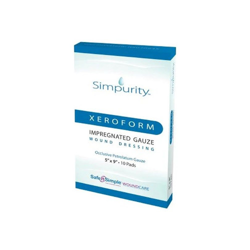 Safe N Simple - Simpurity - Sns58859 - Xeroform Petrolatum Impregnated Dressing Rectangle 5 X 9 Inch Sterile - Case/100