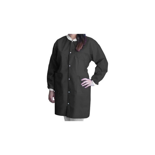 Dukal - Fitme - Ugc-6600-Xxl - Lab Coat Black 2X - Large Knee Length Disposable - Case/50