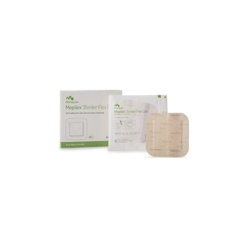 Molnlycke Health Care - Mepilex Ag - 581300 - Border Flex Lite Thin Foam Dressing 4 X Inch With Film Backing Silicone Adhesive Square Sterile - Case/50