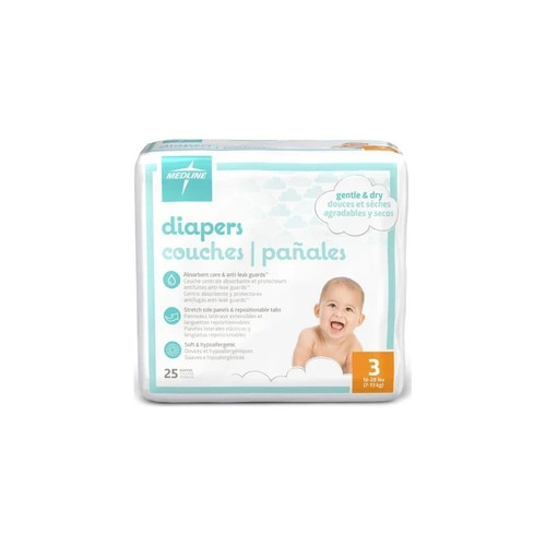 Medline - Mbd2003 - Unisex Baby Diaper Size 3 Disposable Heavy Absorbency - Case/200