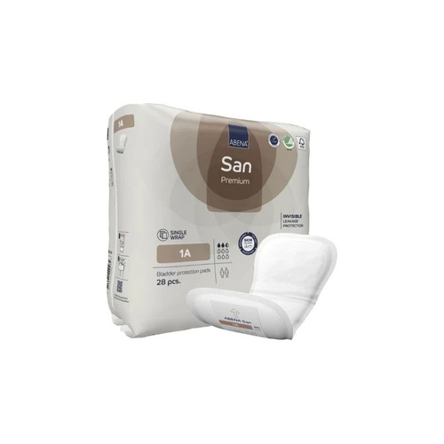 Abena - 1000021302 - North America - San Premium Bladder Control Pad 3.9 X 11 Inch Light Absorbency Fluff / Polymer Core Size 1A - Case/336